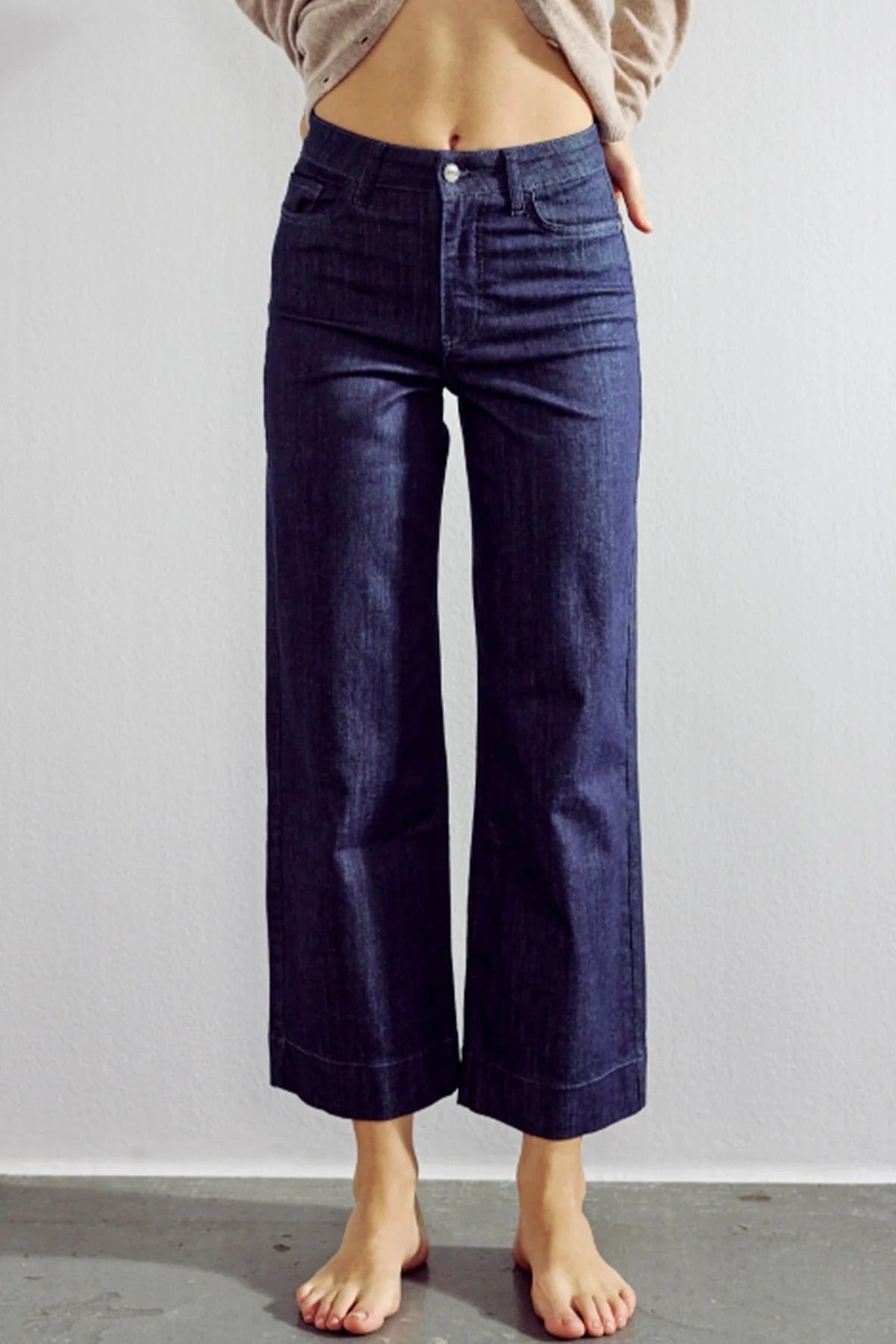 NuParis cropped gallabuxur, dökkbláar -3140