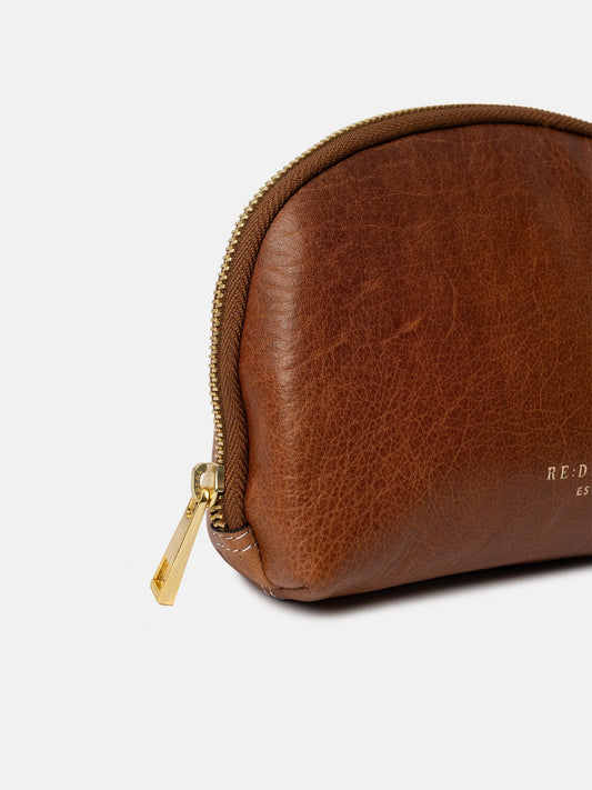 Hoshi leður snyrtitaska, walnut
