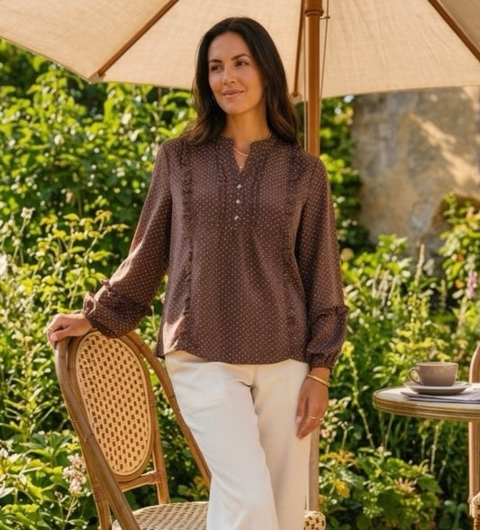Camilla blússa, brún