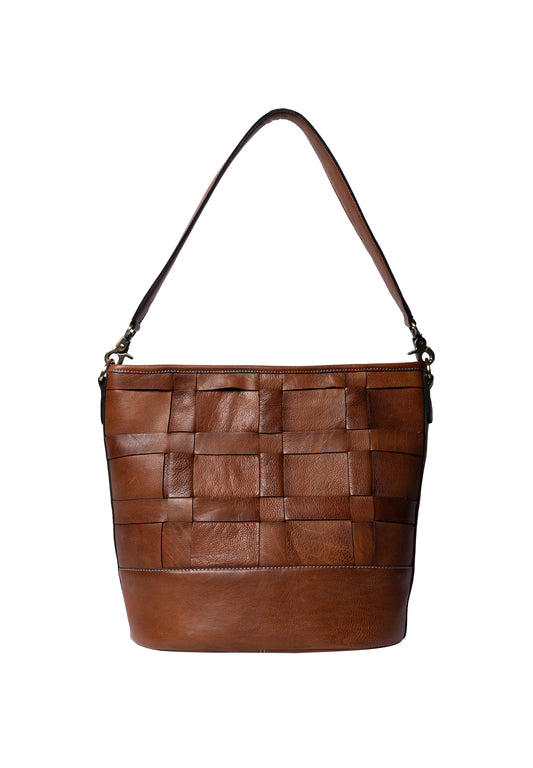 Noor leðutaska stór, walnut
