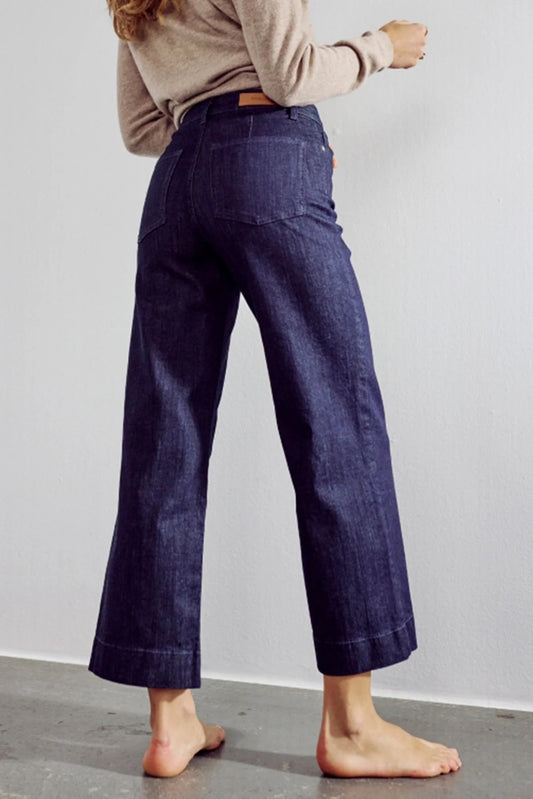 NuParis cropped gallabuxur, dökkbláar -3140
