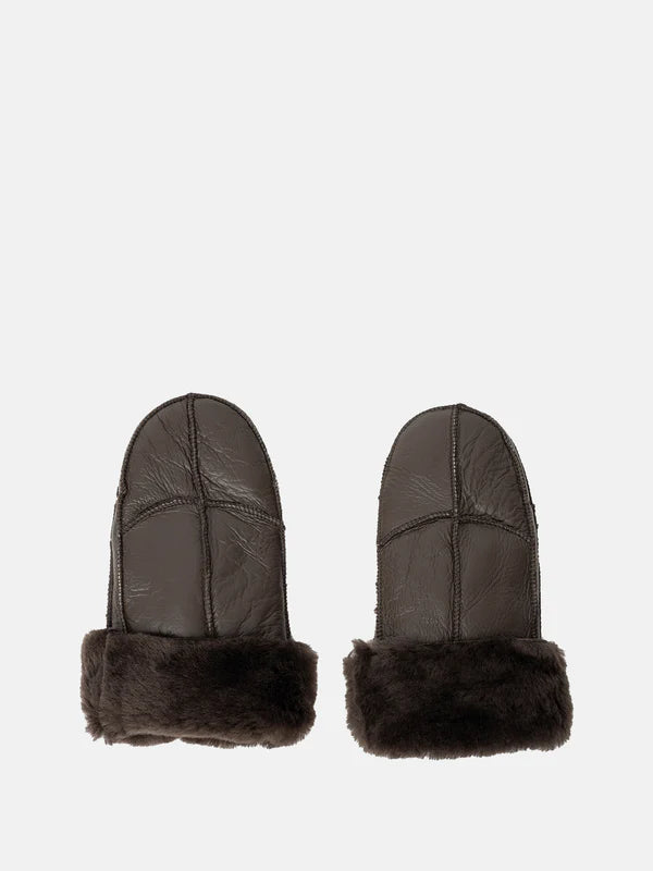 Henny leðurlúffur, dökkbrúnar