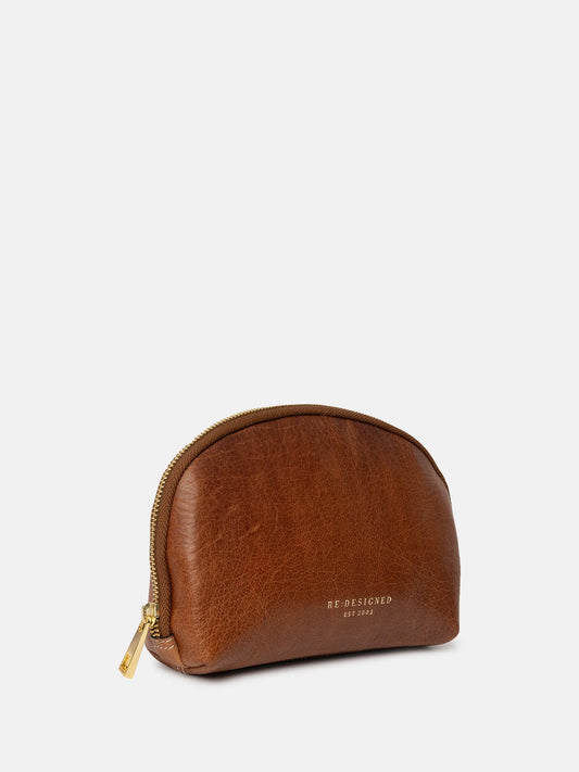 Hoshi leður snyrtitaska, walnut