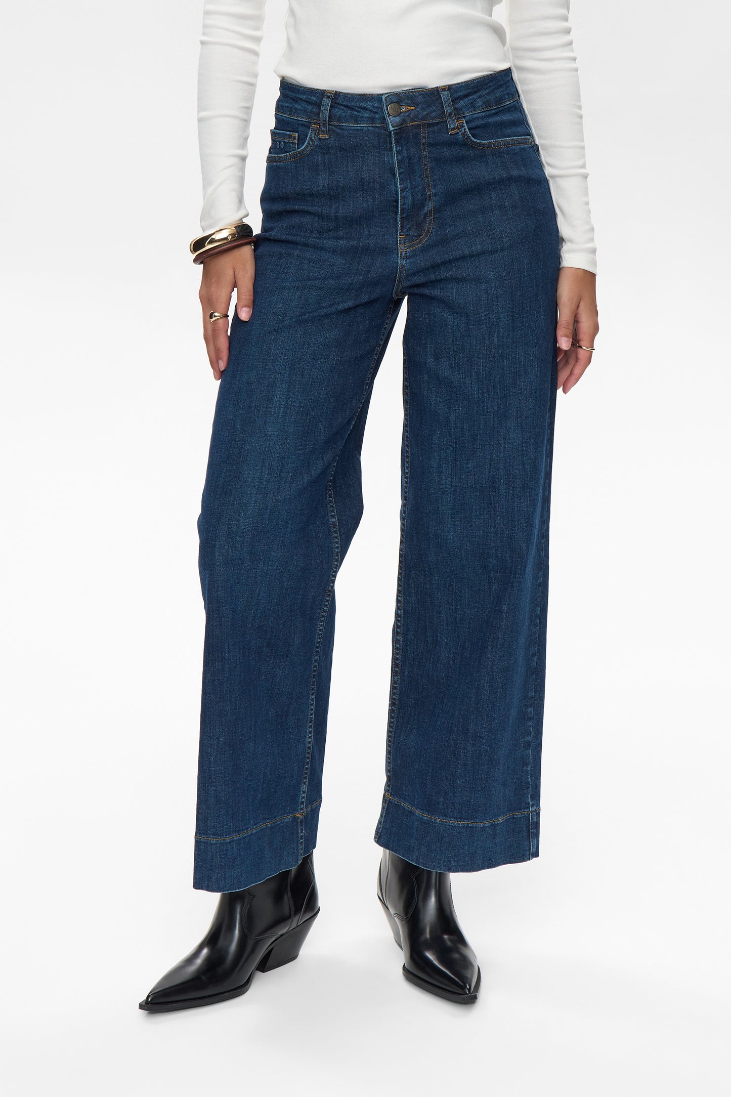 NuParis cropped gallabuxur, bláar -3012