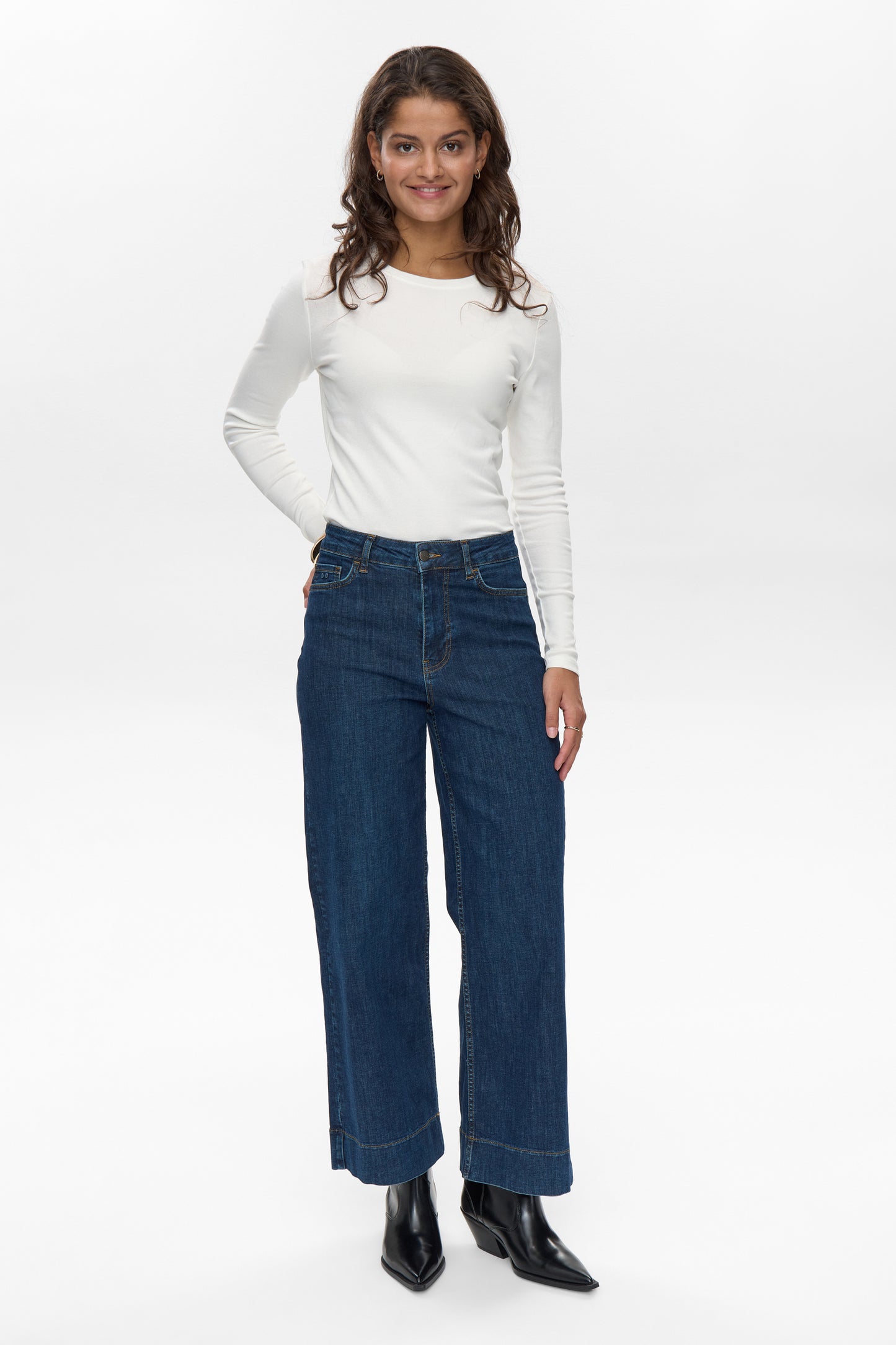 NuParis cropped gallabuxur, bláar -3012
