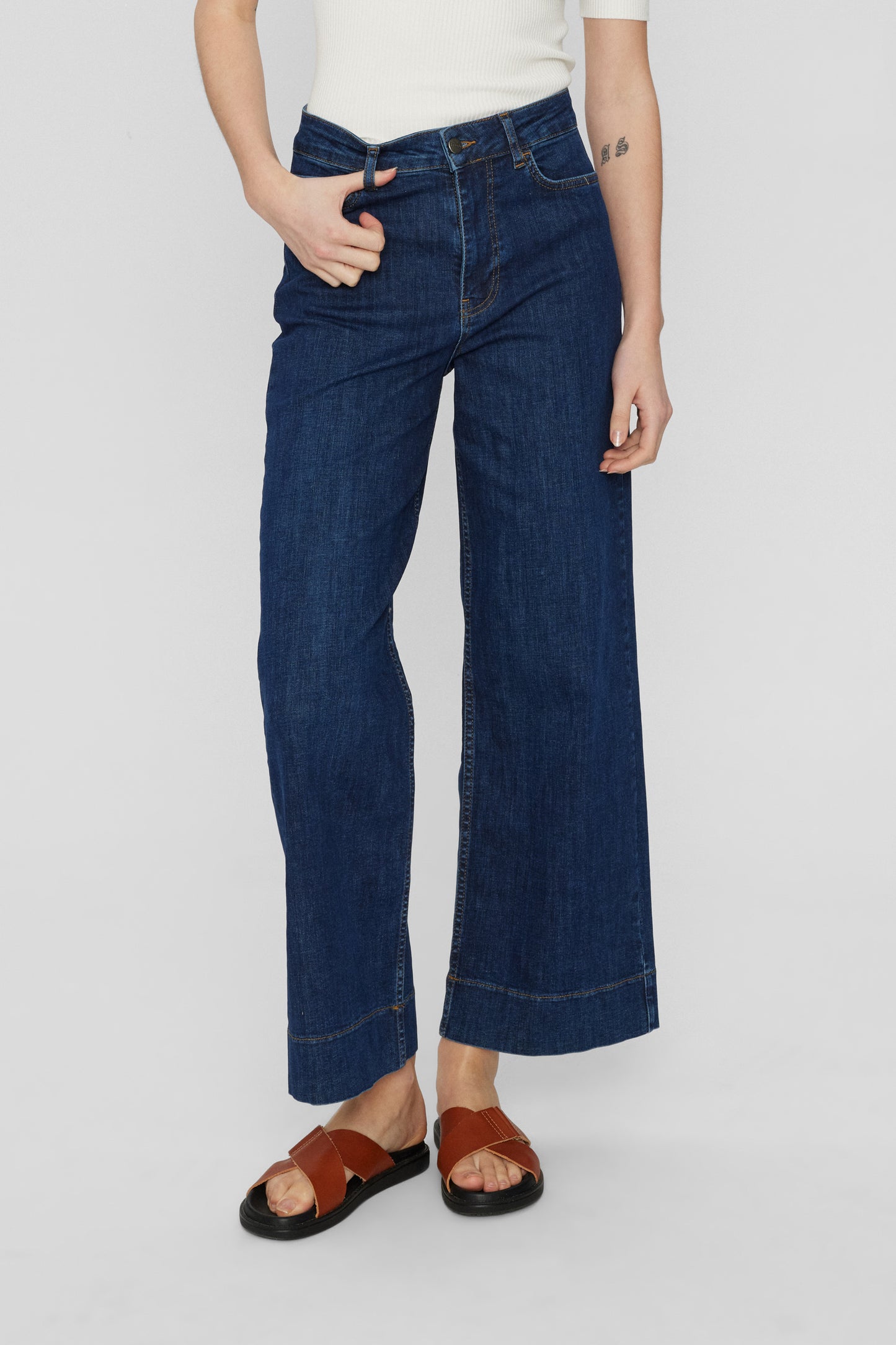 NuParis cropped gallabuxur, bláar -3012