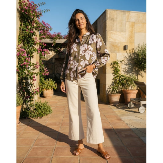Estelle blússa, olive/rose